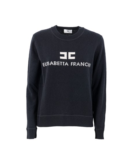 Shop ELISABETTA FRANCHI  Maglia: Elisabetta Franchi pullover in misto cashmere con logo.
Girocollo.
Logo a intarsio in contrasto colore.
Vestibilità regular.
Composizione: 90% Lana vergine 10% Cashemere.
Made in Italy.. MK64S46E2-685